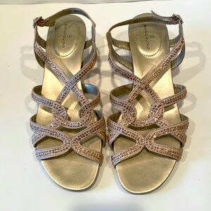 Bandolino Pink/Gold Strappy WEDGE SANDAL Size 8.5
